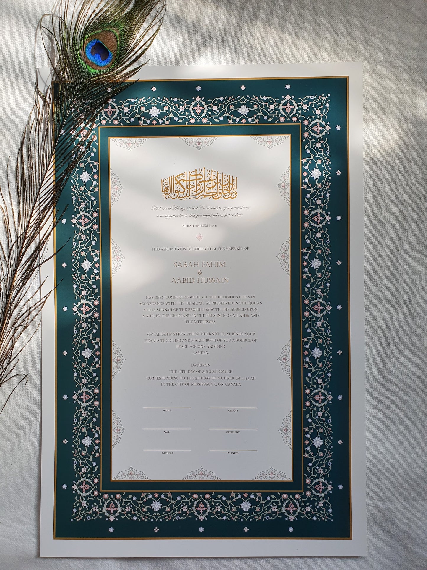 Zumurrud - Nikah Certificate